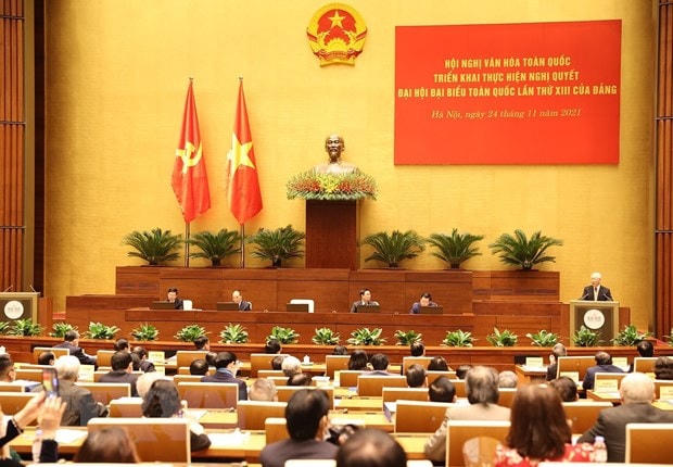 Tổng Bí thư Nguyễn Phú Trọng phát biểu chỉ đạo hội nghị. (Ảnh: Trí Dũng/TTXVN).