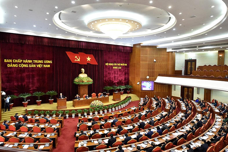 Quang cảnh phiên khai mạc Hội nghị Trung ương 13 khóa XII. Ảnh: VGP.