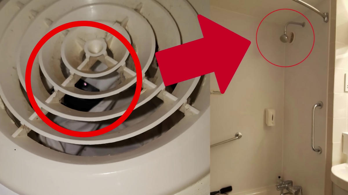 Camera được giấu đằng sau lỗ thông hơi trong phòng tắm tại một khách sạn ở Anh.