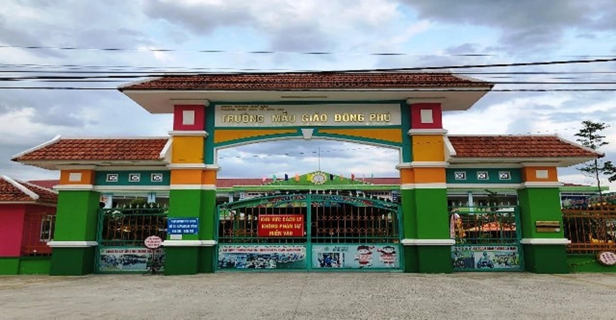 Cơ sở cách ly tập trung Trường Mẫu giáo Đông Phú. (Ảnh CA cung cấp)