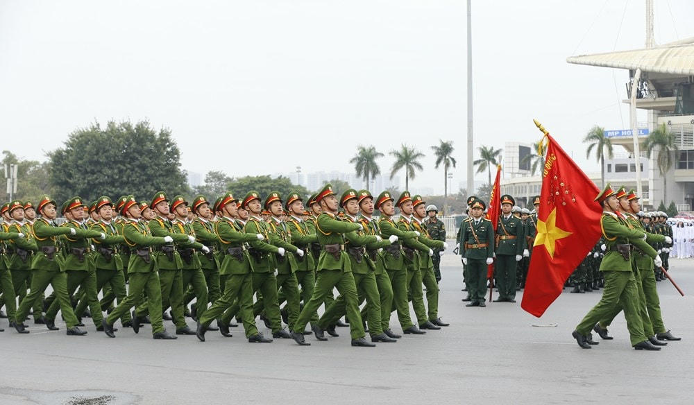 Lực lượng Cảnh sát tại lễ xuất quân. (Ảnh: Doãn Tấn/TTXVN).