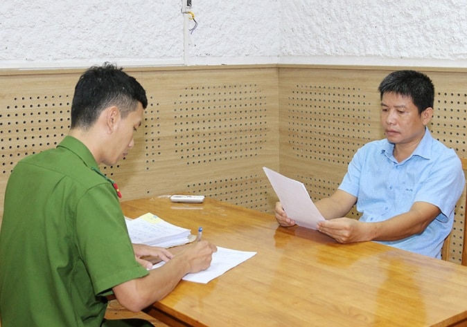 Ông Hoàng Thanh Hà tại cơ quan điều tra.