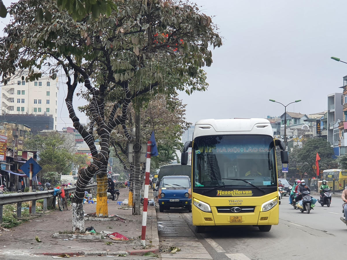 Những nhà xe "quen mặt" vì thường xuyên dừng đỗ trên đường Giải Phóng.