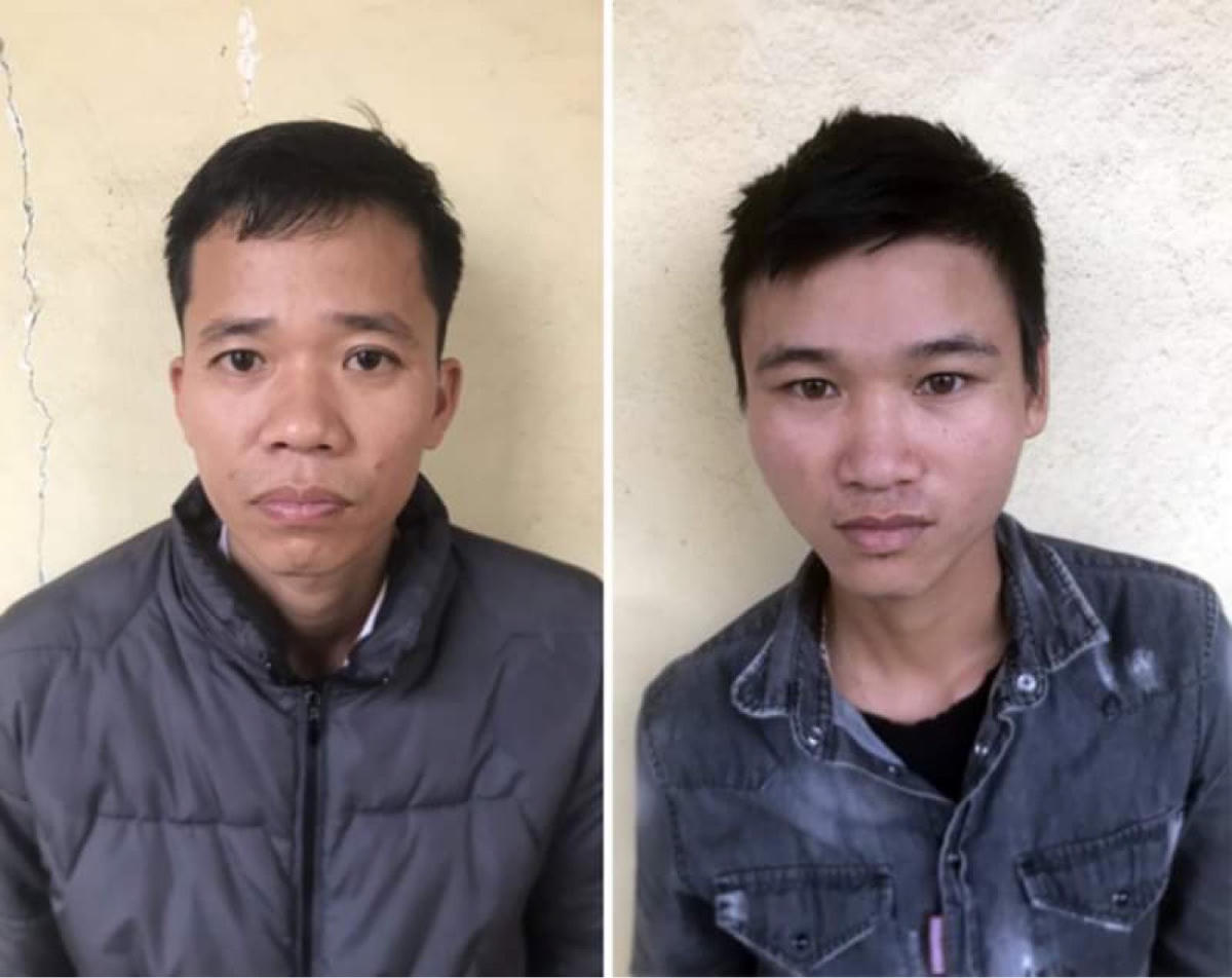 Hai đối tượng Tùng và Mạnh tại cơ quan Công an.