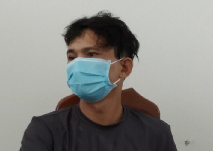 Đối tượng Lê Văn Thông tại cơ quan Công an.