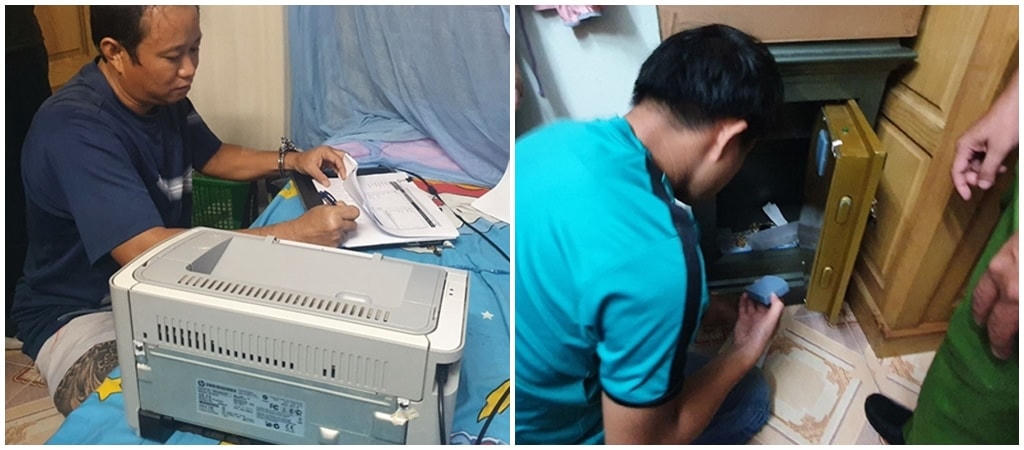 Lực lượng Công an khám xét nhà Huỳnh Ngọc Anh, thu giữ một số tang vật liên quan vụ án.