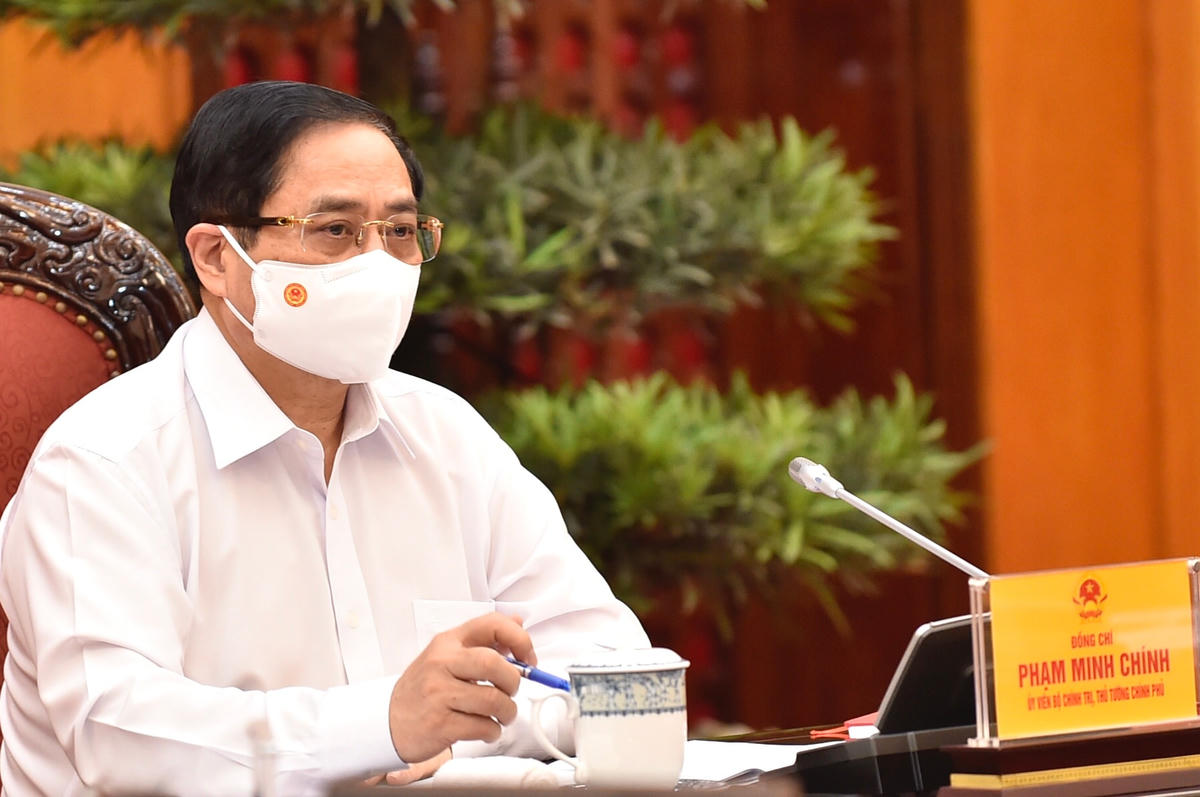 Thủ tướng Phạm Minh Chính nêu rõ, qua 20 ngày của đợt bùng phát dịch thứ 4, đến giờ này, chúng ta vẫn cơ bản kiểm soát được tình hình trên cả nước, chưa phát hiện ổ dịch mới không rõ nguồn lây. Ảnh: VGP/Nhật Bắc.  