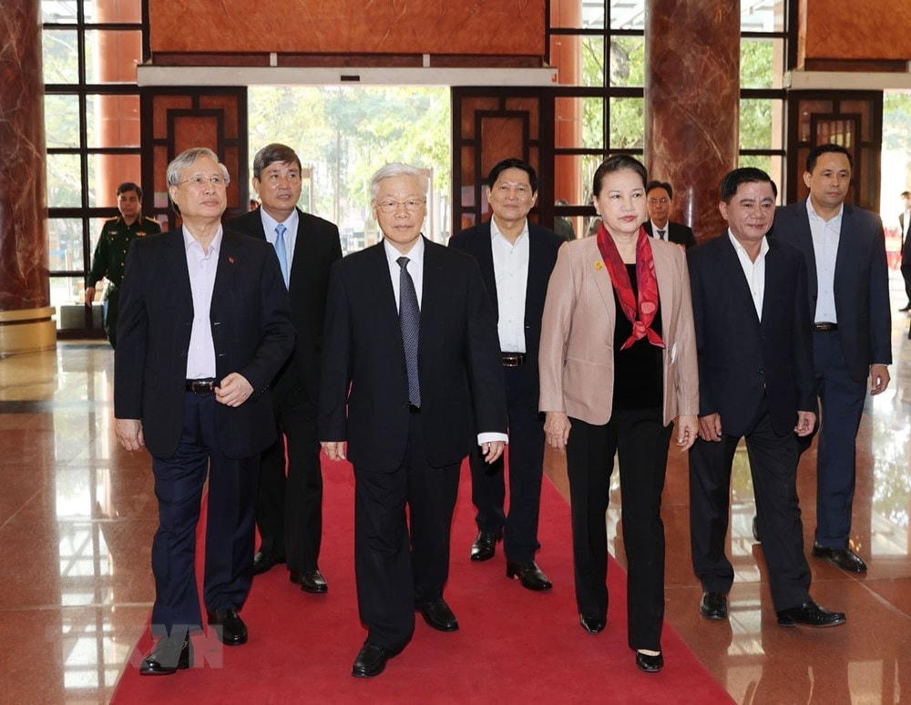 Tổng Bí thư, Chủ tịch nước Nguyễn Phú Trọng đến dự Hội nghị.Ảnh:Trí Dũng/TTXVN.
