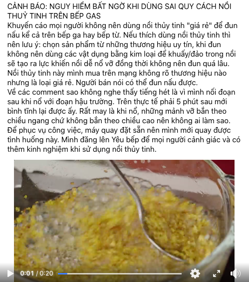 Bài đăng của thành viên trên nhóm Facebook dành cho những người yêu thích nấu ăn. 