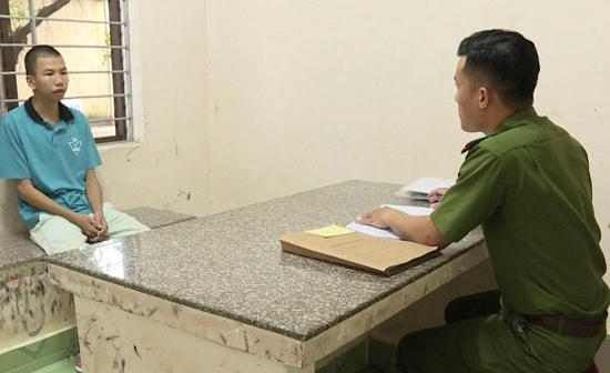 Đối tượng Bảo tại cơ quan chức năng. Ảnh: Báo Bà Rịa- Vũng Tàu
