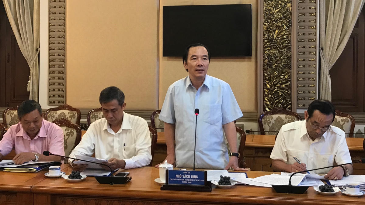 Phó Chủ tịch Ngô Sách Thực phát biểu tại buổi làm việc.