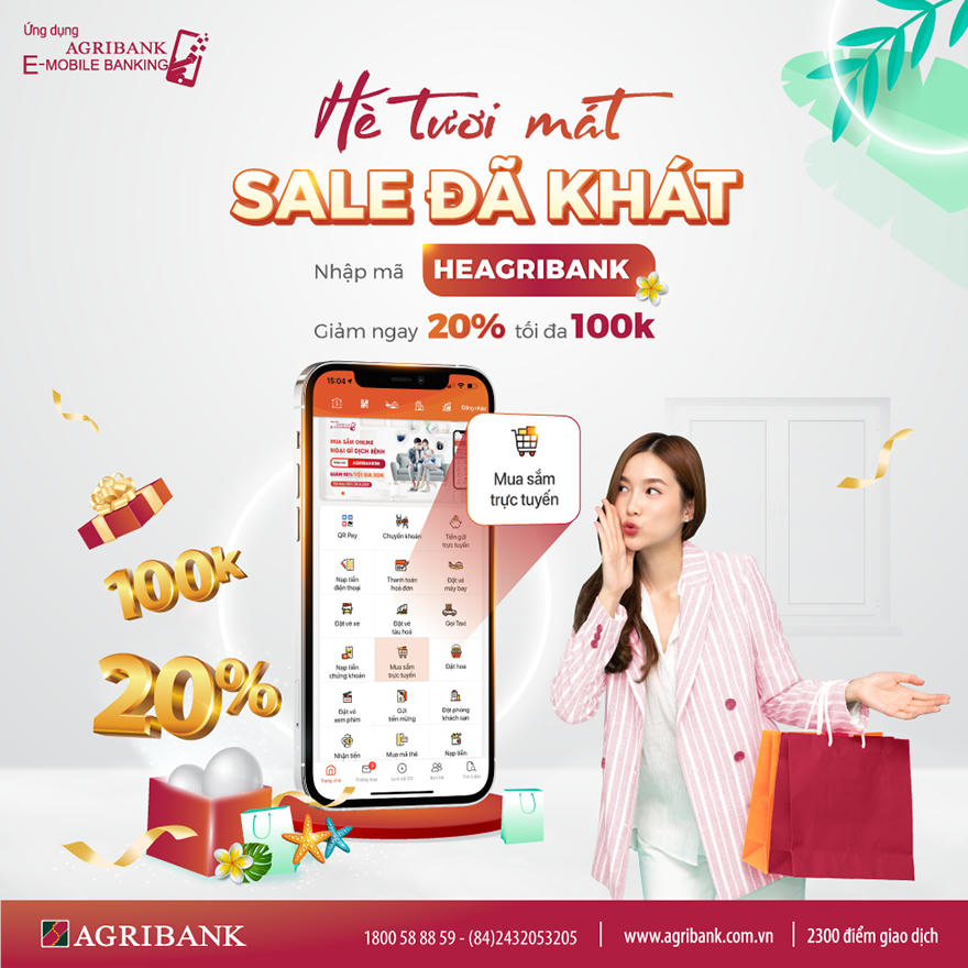 Giảm giá siêu cấp, sắm đồ cực chất ngay trên ứng dụng Agribank E-Mobile Banking