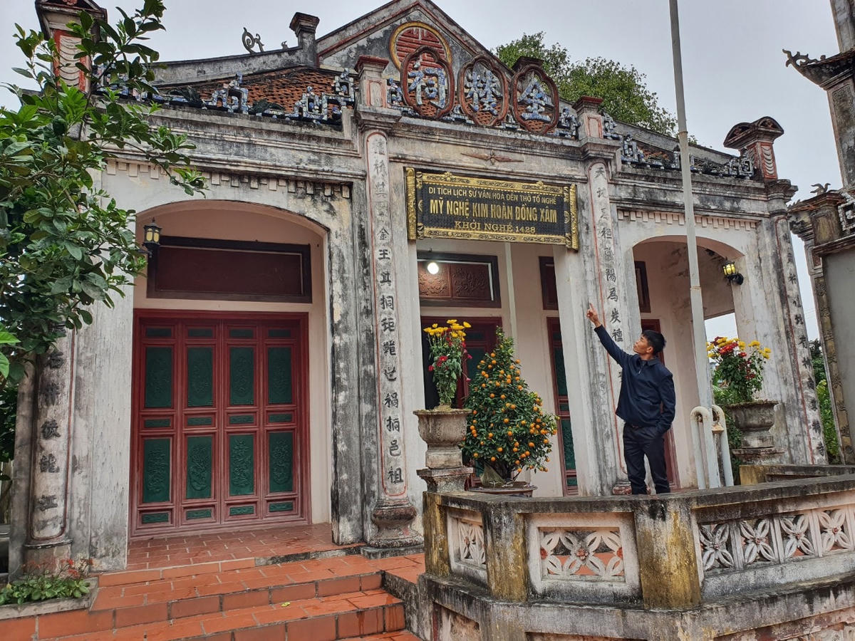 Đền thờ tổ nghề mỹ nghệ kim hoàn Nguyễn Kim Lâu ở Đồng Xâm.  