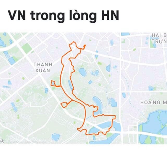 Hình ảnh bản đồ Việt Nam được vẽ bởi các "runner". Ảnh minh hoạ.