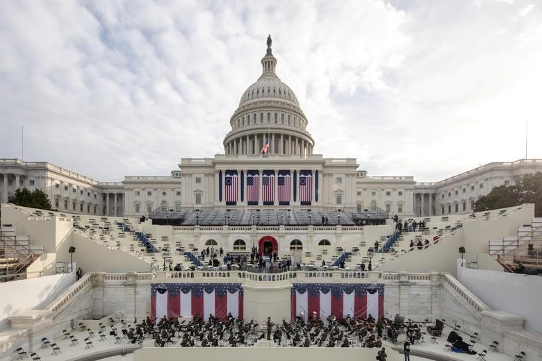 Quang cảnh Điện Capitol, nơi sẽ diễn ra lễ nhậm chức của Tổng thống đắc cử Joe Biden và Phó Tổng thống đắc cử Kamala Harris.