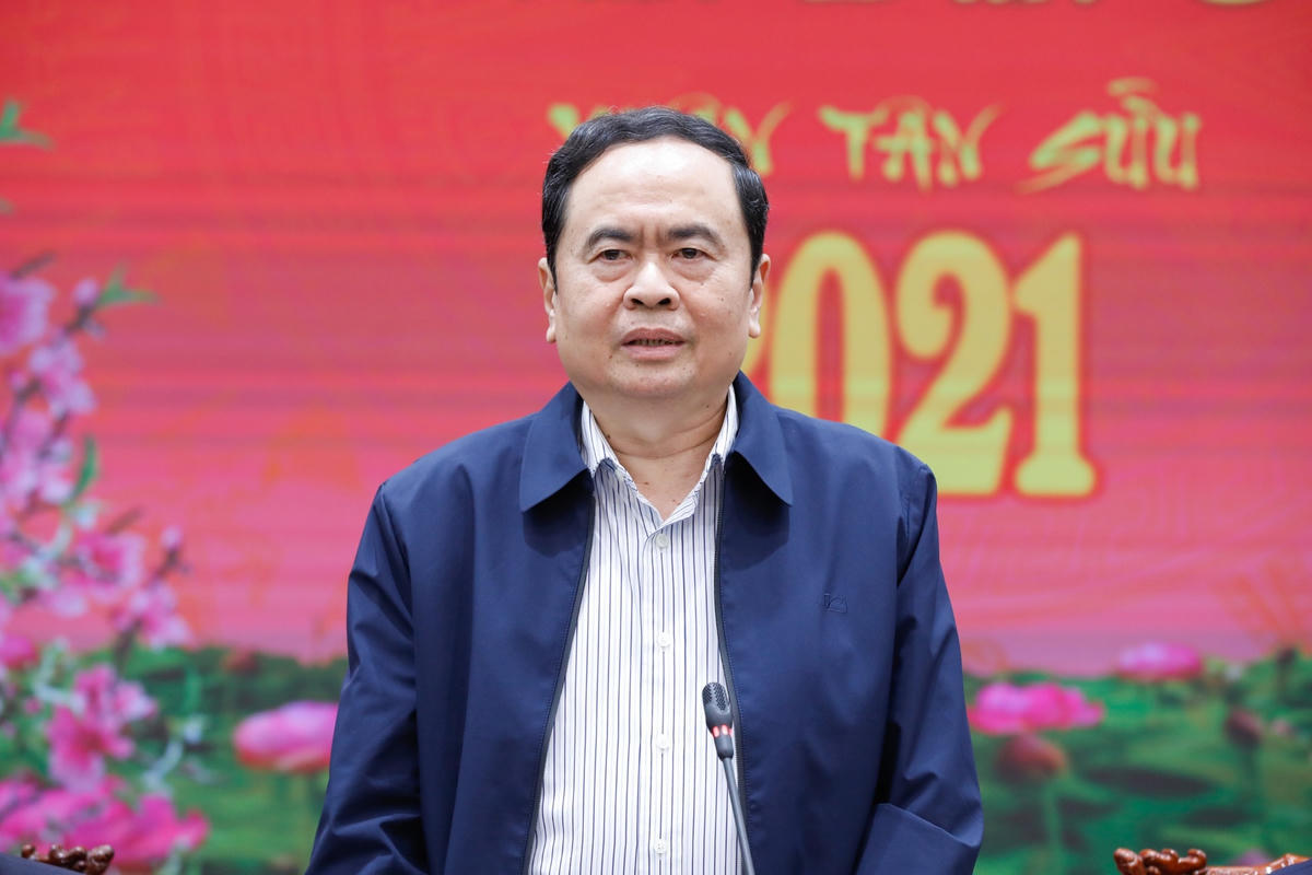 Chủ tịch Trần Thanh Mẫn phát biểu tại buổi gặp mặt.