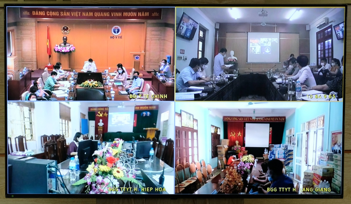 Các điểm cầu trực tuyến trong cuộc họp. Nguồn: Trần Minh.