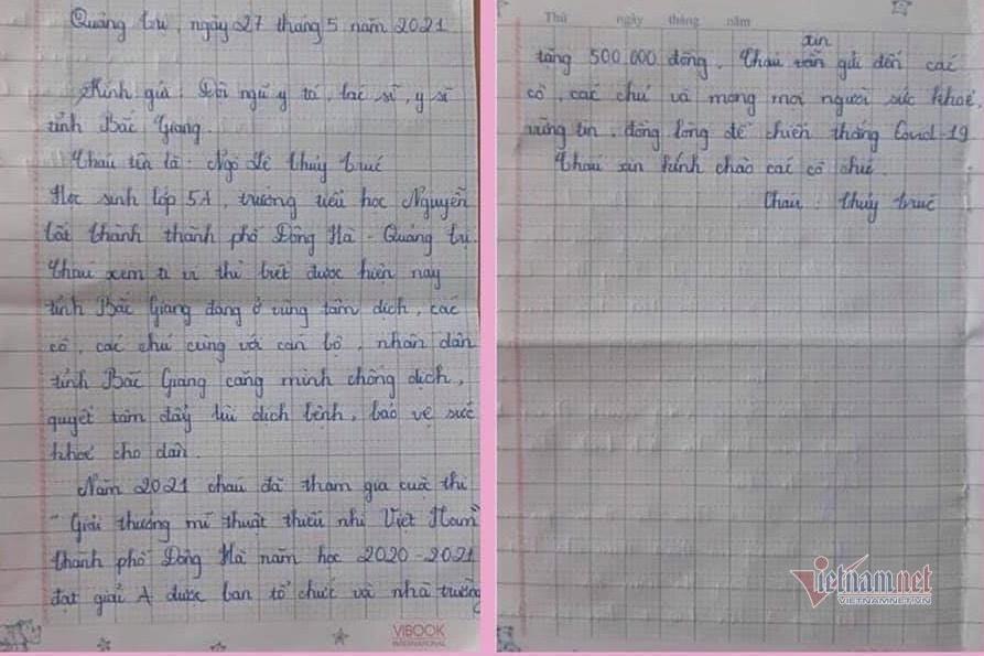 Bức thư Thủy Trúc viết.