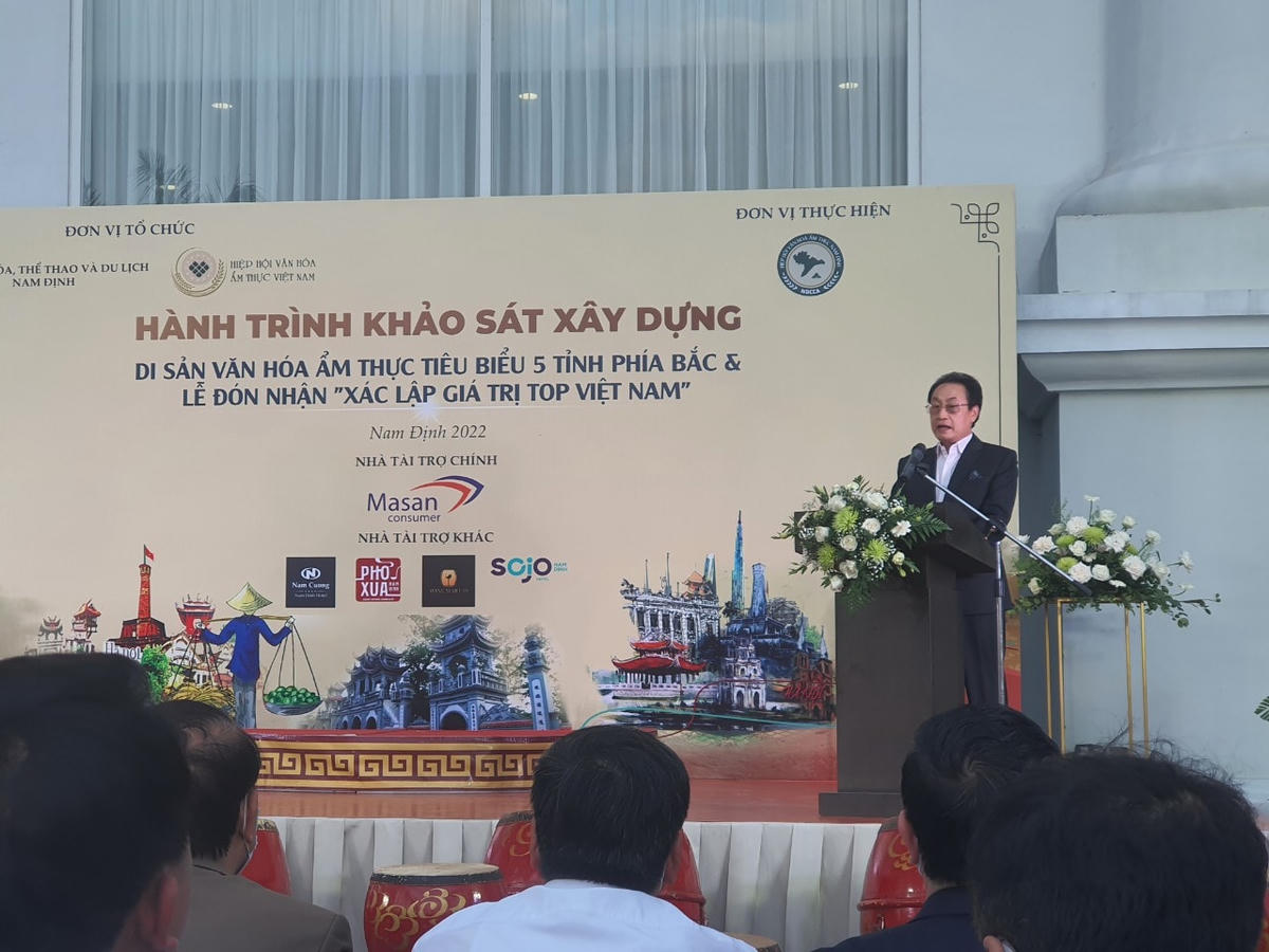 Phó Chủ tịch Hiệp hội văn hóa ẩm thực Việt Nam Lã Quốc Khánh chia sẻ về mục đích, ý nghĩa của chương trình.