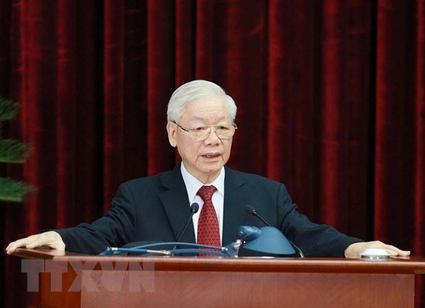Tổng Bí thư Nguyễn Phú Trọng phát biểu khai mạc hội nghị. Ảnh: Phương Hoa/TTXVN.