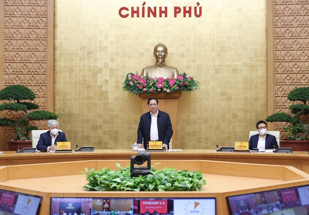 Thủ tướng Phạm Minh Chính chủ trì cuộc họp. (Ảnh: Dương Giang/TTXVN).