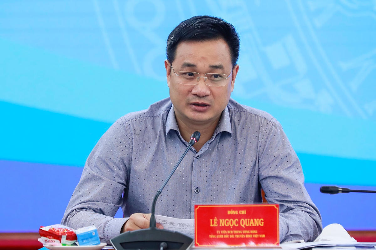 Ông Lê Ngọc Quang - Tổng Giám đốc Đài Truyền hình Việt Nam phát biểu tại cuộc họp.