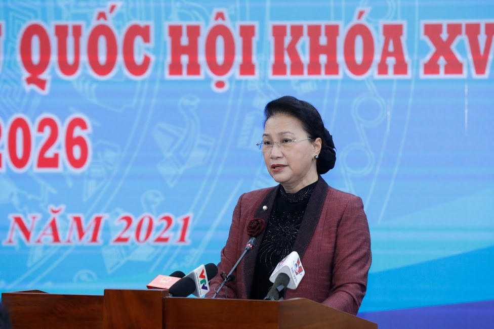 Chủ tịch Quốc hội Nguyễn Thị Kim Ngân phát biểu tại Hội nghị.
