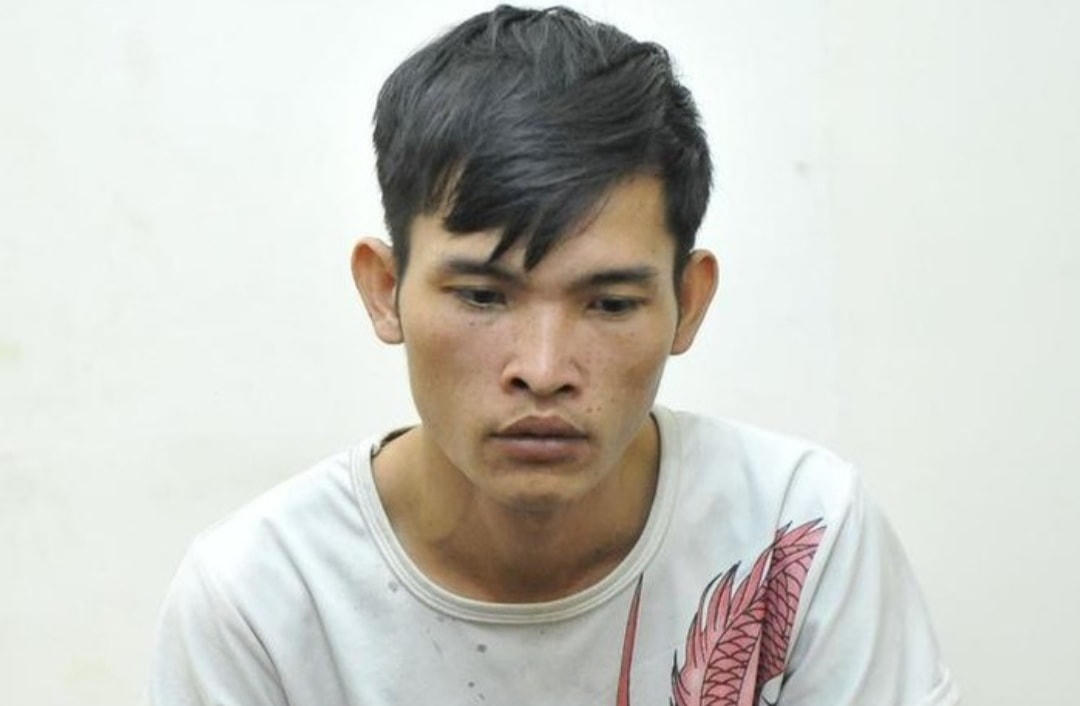 Đối tượng Lê Văn Thành tại cơ quan Công an. Ảnh: V.T.