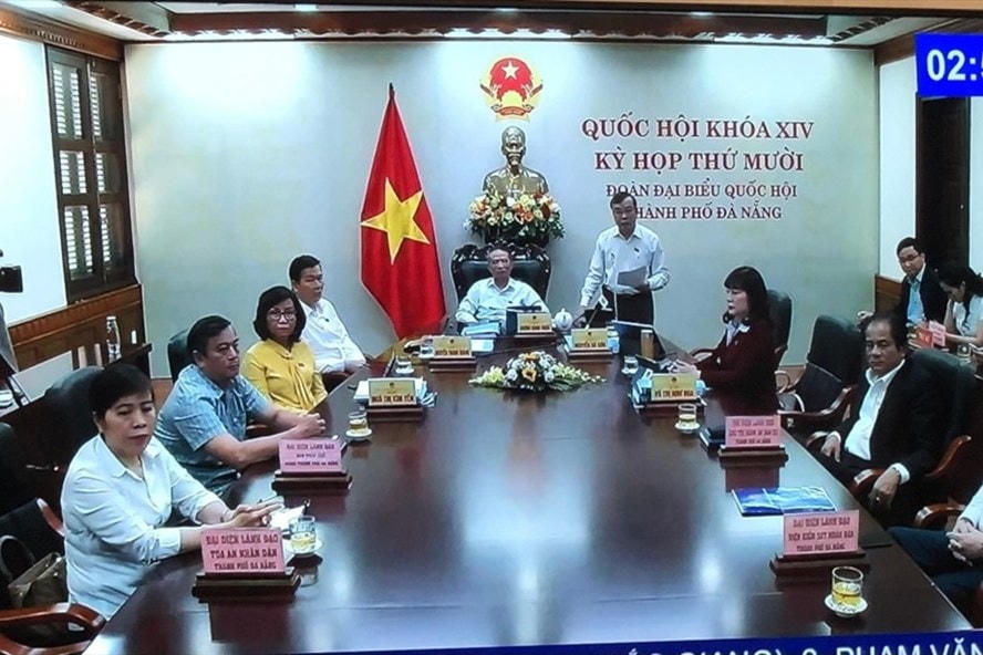 Đại biểu Nguyễn Bá Sơn (đoàn TP Đà Nẵng) nêu ý kiến. Ảnh: Chụp màn hình.  