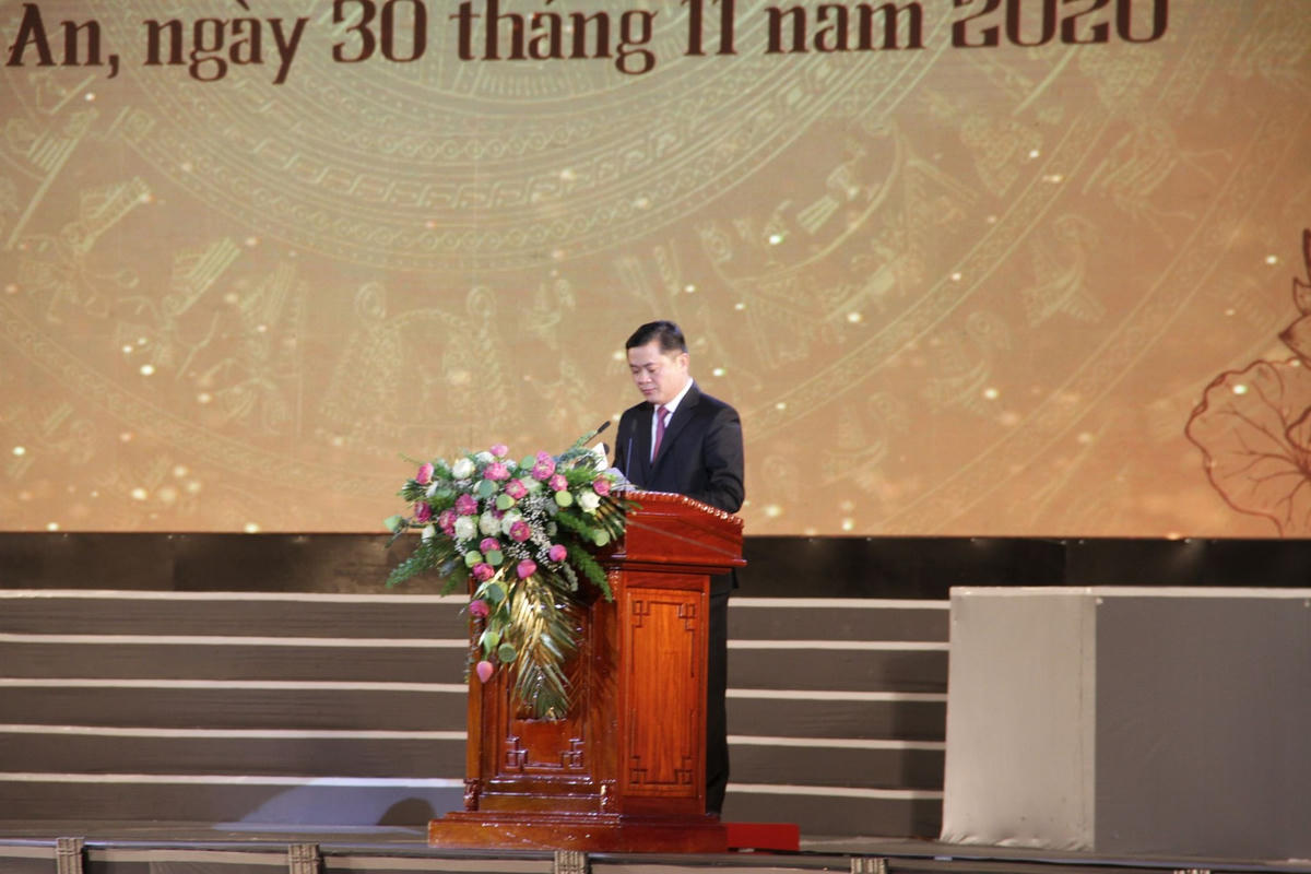 Ông Thái Thanh Qúy, Bí thư Tỉnh ủy Nghệ An phát biểu tại Lễ kỷ niệm.