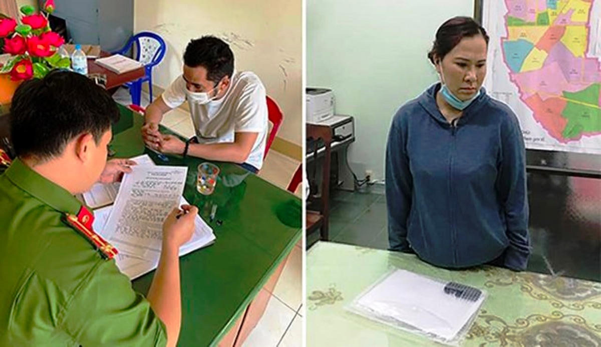 Các đối tượng tại cơ quan Công an. (Ảnh CA cung cấp).