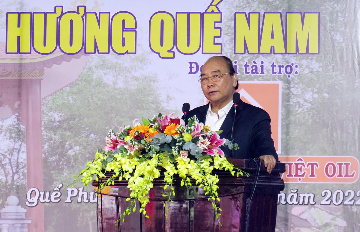 Chủ tịch nước Nguyễn Xuân Phúc phát biểu tại buổi lễ.
