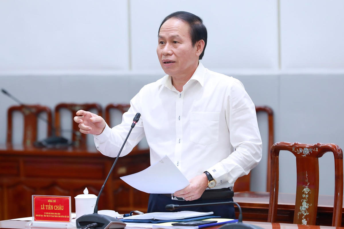 Phó Chủ tịch - Tổng Thư ký Lê Tiến Châu phát biểu tại cuộc họp.