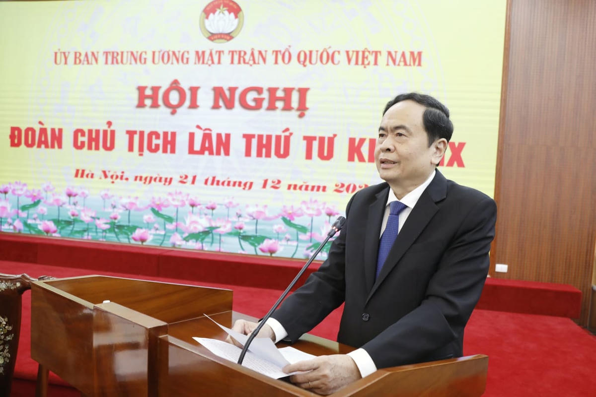 Chủ tịch Trần Thanh Mẫn phát biểu bế mạc Hội nghị. Ảnh: Quang Vinh.