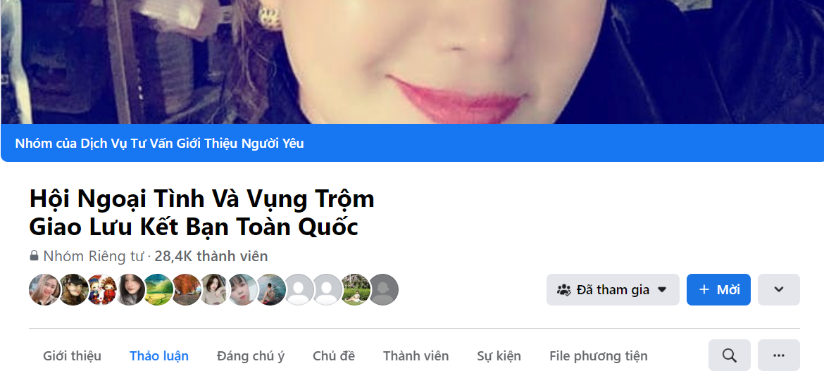 ‘’Hội ngoại tình và vụng trộm giao lưu kết bạn toàn quốc’’ thu hút hơn 28,4 nghìn thành viên tham gia.