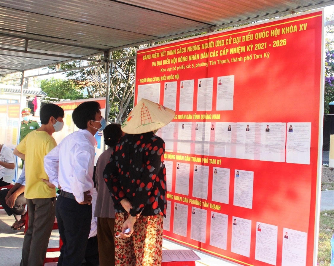 Cử tri xem lại danh sách ứng cử viên.