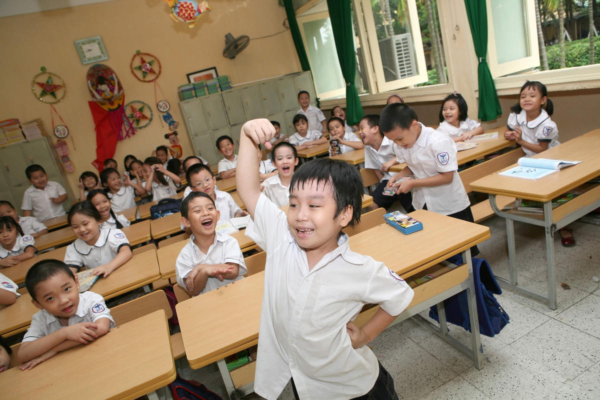 Học sinh lớp 1 năm học 2020- 2021 (ảnh Phạm Quang Vinh) 