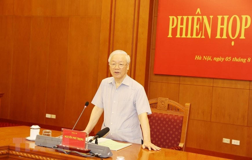 Tổng Bí thư Nguyễn Phú Trọng phát biểu khai mạc Phiên họp thứ 20 Ban Chỉ đạo Trung ương về phòng, chống tham nhũng . (Ảnh: Trí Dũng/TTXVN)
