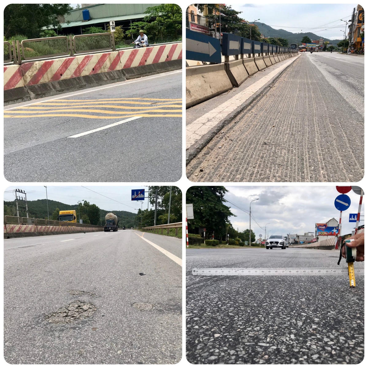 Hiện tượng hằn lún xuất hiện phổ biến, nhiều đoạn mặt nhựa xô dạt, tạo thành những "làn sóng" nhấp nhô trên trên tuyến Quốc lộ 18 đoạn Hạ Long - Đông Triều.