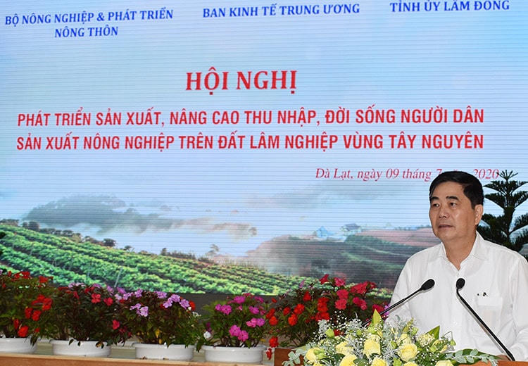 Ảnh: ông Cao Đức Phát, Phó Trưởng ban Thường trực Ban Kinh tế Trung ương phát biểu tại hội nghị.