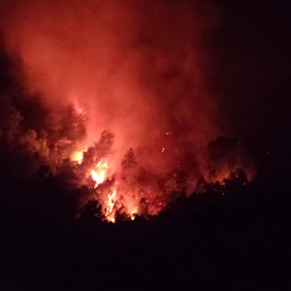 Đám cháy bùng lên dữ dội lúc nửa đêm.