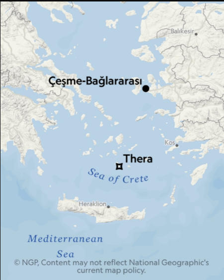 Bản đồ nơi Thera - nay là Santorini toạ lạc. Ảnh National Geographic.