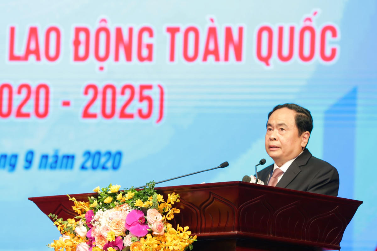 Chủ tịch Trần Thanh Mẫn phát biểu tại Đại hội. Ảnh: Quang Vinh.