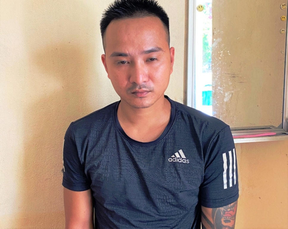 Đối tượng Nguyễn Văn Thiết tại cơ quan công an.