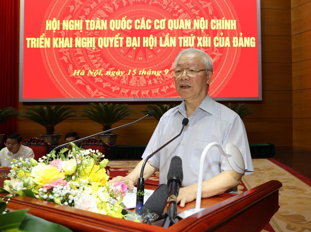 Tổng Bí thư Nguyễn Phú Trọng phát biểu tại Hội nghị.