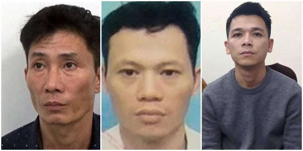 Nguyễn Xuân Quý (ngoài cùng bên trái) và các đối tượng trong đường dây mua bán ma tuý bị Công an bắt giữ.
