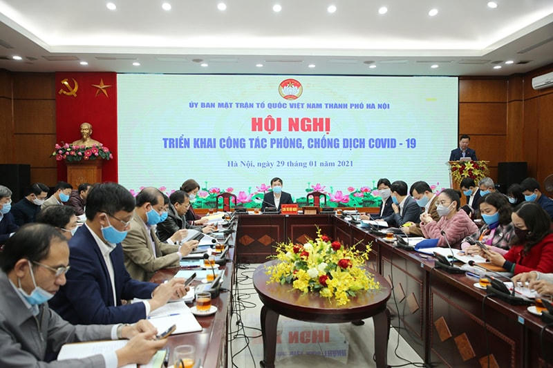 Quang cảnh hội nghị triển khai kế hoạch phòng chống dịch Covid -19.