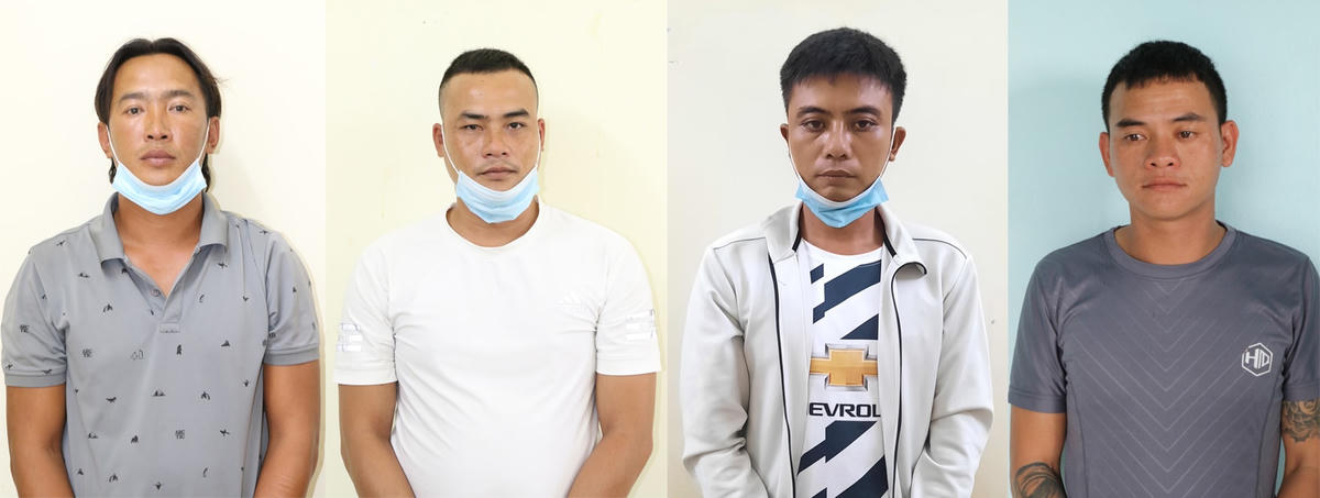 Phan Sinh Thành và các đối tượng bị bắt giữ để phục vụ công tác điều tra.