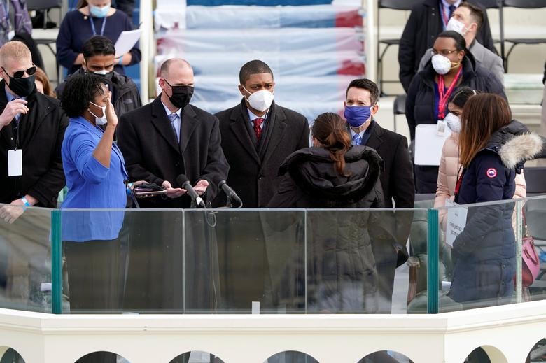 Diễn tập lễ tuyên thệ nhậm chức của Phó Tổng thống đắc cử Kamala Harris.