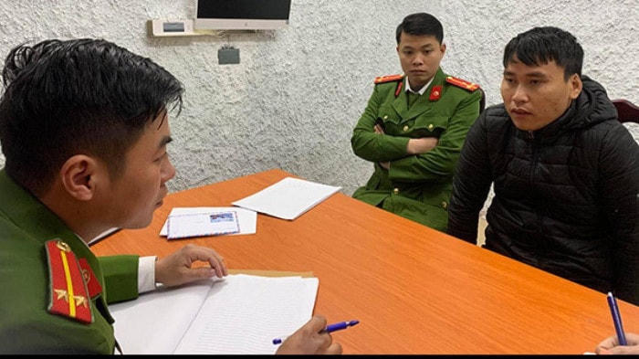Đối tượng Nguyễn Văn Tùng tại cơ quan Công an.